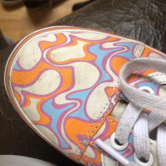 Vans Old Skool Stacked Platform Groovy Orange UV Ink Peace Sign Wmns 8 Men 6.5 - Picture 7 of 7
